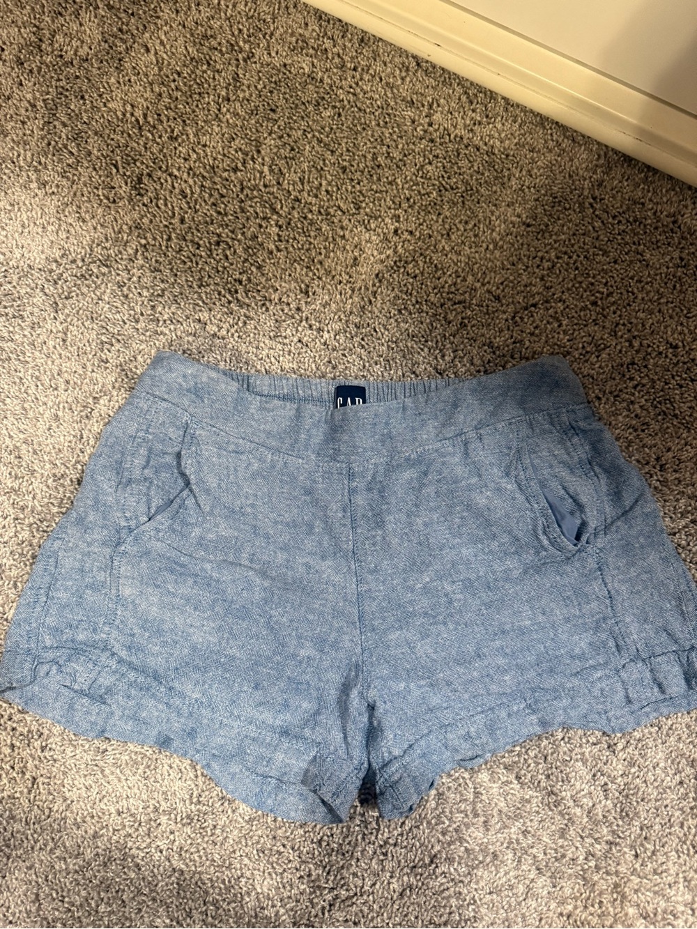 GAP Women's Light Blue Casual Linen-Blend Shorts